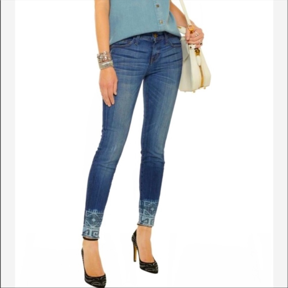 Current/Elliot Jeans Cut Off Stiletto Dakota Tribal Southwest Artsy Cool Size 0